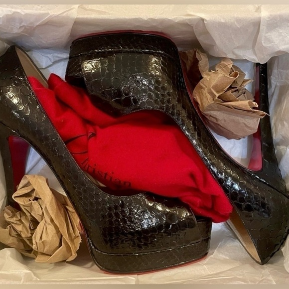 Christian Louboutin Lady Peep Python skin peep pumps EU38 rare 100% authentic. - Picture 2 of 11